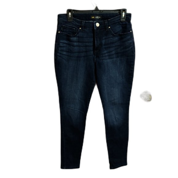Lee Sculpting‎ Skinny Leg Mid-Rise Dark Wash Jeans 8 Long - Picture 1 of 16